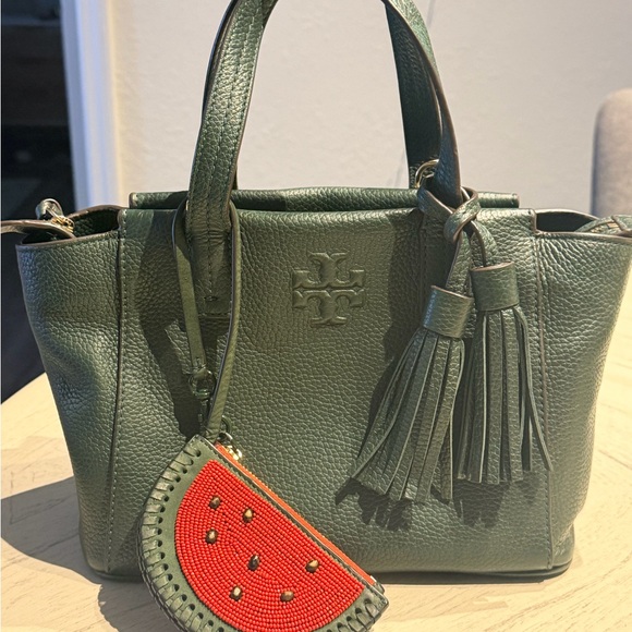 Tory Burch Green Leather Tote Bag - Picture 2 of 7